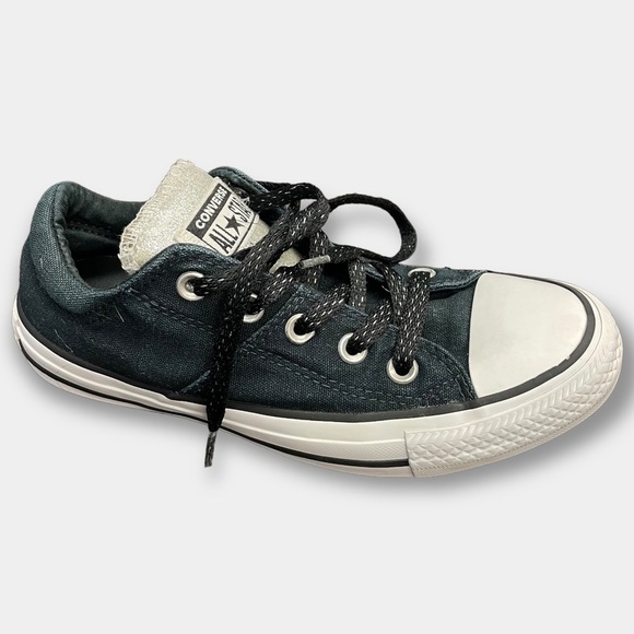 Convers Silver Tongue Low Top All Star Black Size 6 - Picture 3 of 11